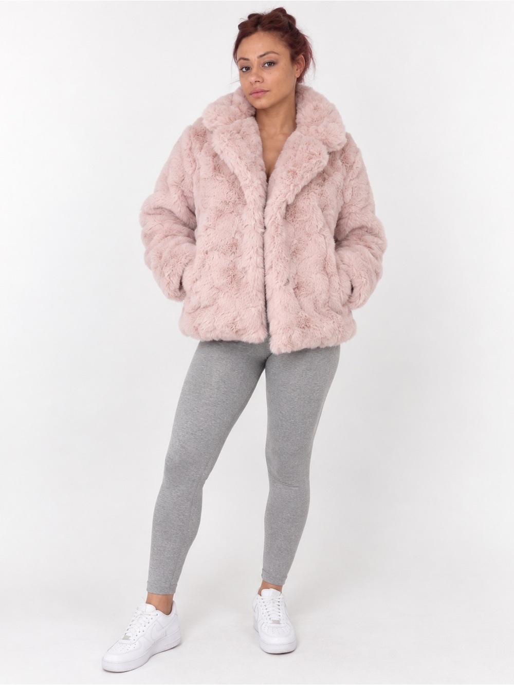 Women's Faux Fur Coat - Blush Pink
